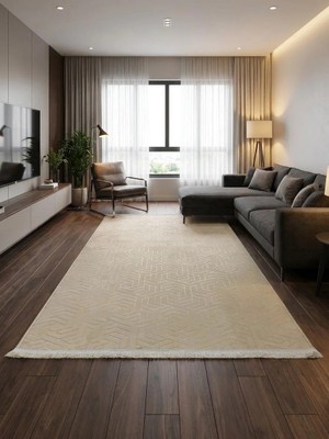NarStore Home Dinar Armoni Saçaklı Kaymaz Tabanlı Kesme Kabartmalı Yıkanabilir Salon Koridor Halı Yolluk