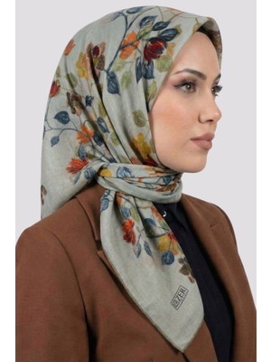 Hadiora  Açık Mint Çiçek Desenli Organik Pamuk Soft Eşarp