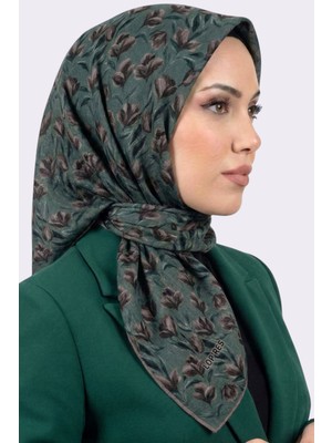 Hadiora Mint Yeşili Çiçek Desenli Organik Pamuk Soft Eşarp
