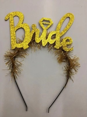 Eco Lounge Altın Renk Bekarlığa Veda Italik Yazı Alyanslı Bride Taç