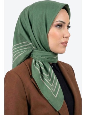 Hadiora  Mint Çizgili Organik Pamuk Soft Eşarp