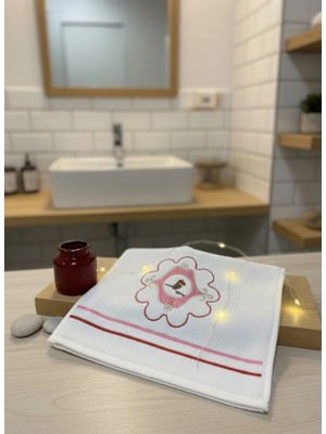 AGBTREND Kırmızı Pip Studio Love Birds Serisi Uyumlu Saf Pamuk Kadife El Havlusu 30X50CM