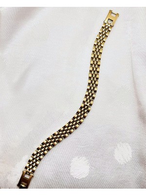 Stainless Stell Gold Ince Metal Kordon Görünümlü Bileklik