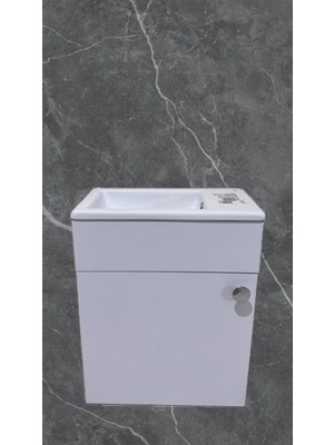 Turkuaz Mini Küçük Banyo, Tuvalet, Karavan Lavabo 24*42 cm (Banyo Dolabı ve Lavabo Bataryası Dahil)
