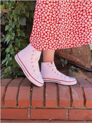 Ymn Ayakkabı Beyaz Unisex Bağcıklı Keten Bilekli Çocuk Genç Yetişkin Sneaker Günlük Spor Ayakkabı Convers Sneaker