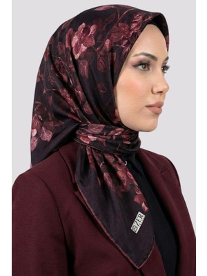 Hadiora  Siyah Pembe Çiçek Desenli Organik Pamuk Soft Eşarp
