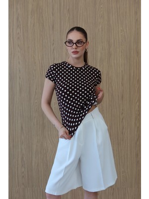Roea Puantiyeli Yarım Kol Body Kahve