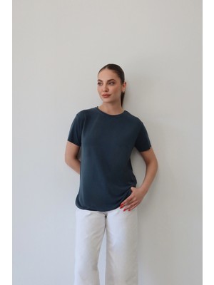 Roea Detaylı Modal T-Shirt Petrol