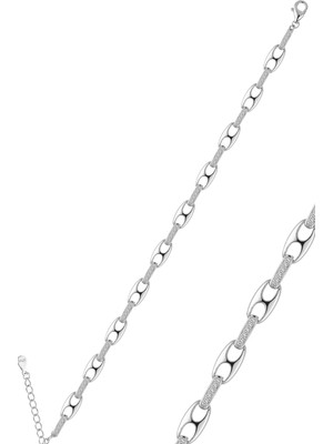 Söğütlü Silver 925 Ayar Gümüş Göz Kamaştıran Zirkon Taşlı Işıltılı Geometrik Tasarım Modern Italyan  Lüks Bileklik SGTL13366RODAJ