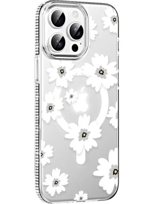 Prativas Iphone 14 Floral Magsafe Kapak - Beyaz