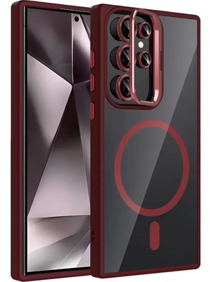Prativas Galaxy S23 Remim Lensli Magsafe Standlı Kapak - Bordo