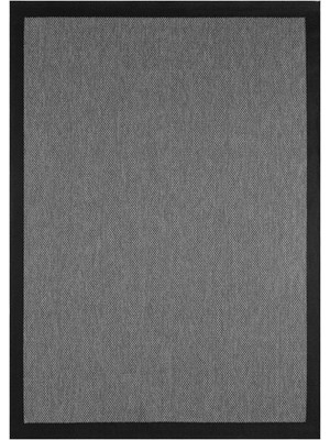 Veja Home Isal Plus 1148 Gri Siyah Düz Desenli Hasır Görünümlü Modern Şık Mutfak Koridor Salon Halısı