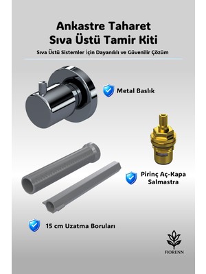Fiorenn Elixir Pop-Up Seramik Parlak Beyaz Lavabo Gideri | Taşma Delikli| Sızdırmaz Somunlu