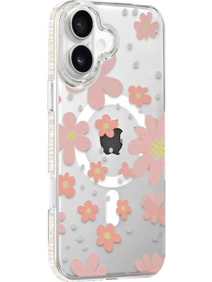 Prativas Iphone 16 Floral Magsafe Kapak - Pembe