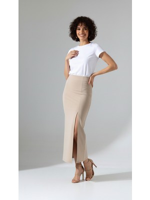 Maimoda Kadın Yırtmaçlı 92CM Dalgıç Kumaş Kalem Etek