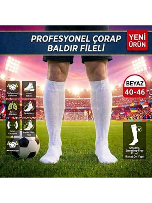 Bs Beyaz Shoes Profesyonel Resmi Müsabaka Futbol Maç Çorabı Baldır Fileli Hava Alabilen Tozluk Konç Halısaha Çorabı 40-46