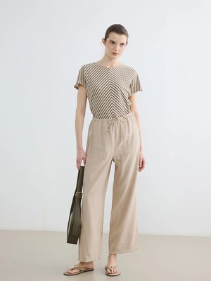 LC Waikiki Lcw Everyday Bej Beli Lastikli Kadın Pantolon