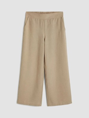 LC Waikiki Lcw Modest Bej Beli Lastikli Geniş Paça Kadın Pantolon