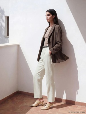 LC Waikiki Lcwaıkıkı Classic Beyaz Beli Kemerli Kadın Kumaş Pantolon
