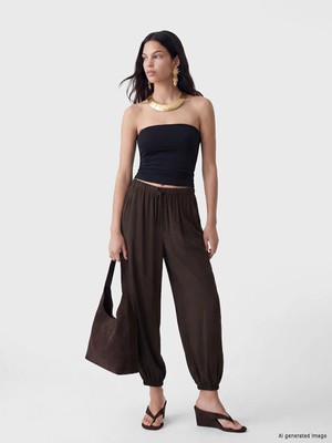LC Waikiki Lcw Vision Kahverengi Beli Lastikli Kadın Jogger Pantolon