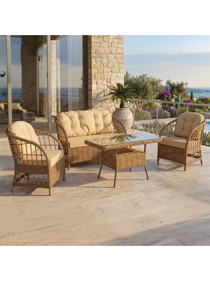 Canisa Salvia Serisi Balkon Oturma Koltuk Takımı, 1 Adet Ikili 2 Adet Tekli Koltuk ve 1 Adet Orta Sehpa
