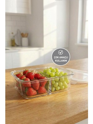 Selka Home Sofia 1120 Ml. 2 Bölmeli Cam Saklama Kabı