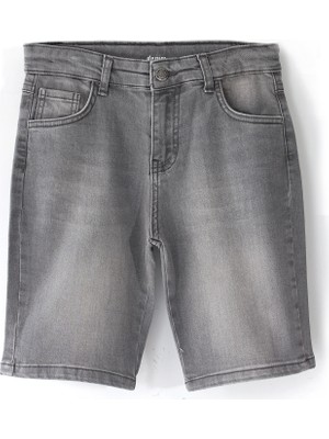 DobaKids Urban-Denim Flex Erkek Çocuk Kot Kapri Boru Paça Denim Ayarlanabilir Bel Eskitme Detaylı Mavi