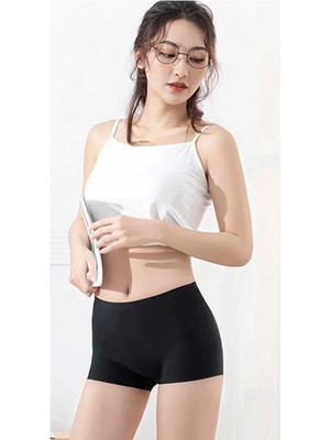 Royaleks Kadın Dikişsiz Görünmez Iz Yapmaz Mini Şort Boxer Siyah