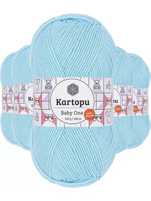 5 Adet Baby One Tüylenmeyen El Örgü Ipi Yünü Gök Mavi K502 - Kartopu Mudanis