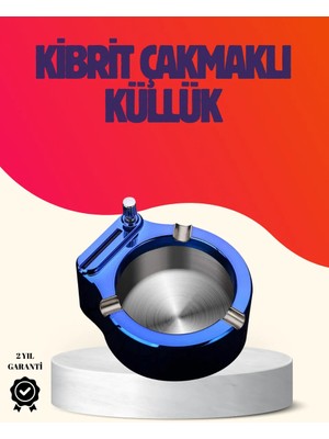 Zenvia Yuvarlak Metal Küllük Çakmak Entegreli Dayanıklı Yapı