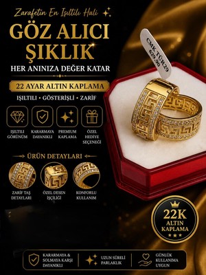 Cata 22 Ayar Altın Kaplama Taşlı Kadın Küpe – Şık Desenli Geniş Model Işıltılı Zarif Tasarım