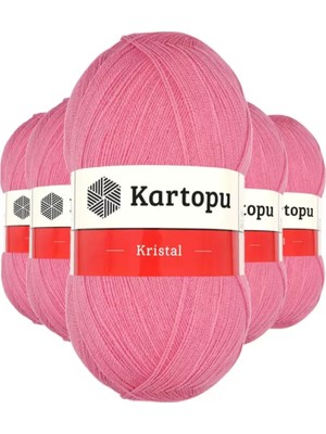 5 Adet Kristal Çift Katlı El Örgü Lif Ipi Koyu Pembe K1790 - Kartopu Mudanis