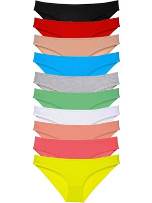 Zenvia 10 Adet Süper Eko Set Likralı Kadın Slip Külot Çok Renkli