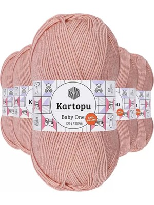 5 Adet Baby One Tüylenmeyen El Örgü Ipi Yünü Pudra K258 - Kartopu Mudanis