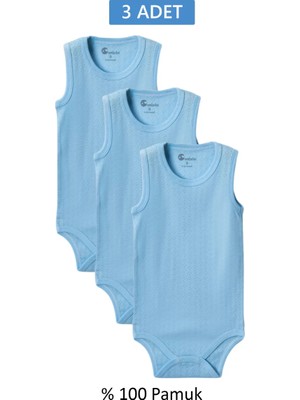 Zenvia Mavi Askılı Body Zıbın 7-12 Yaş Çocuklar Için (3 Adet) Alttan Çıtçıtlı Özel Gereksinim