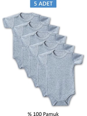 Zenvia Gri Yarım Kol Body Zıbın 7-12 Yaş Çocuklar Için (5 Adet) Alttan Çıtçıtlı Özel Gereksini