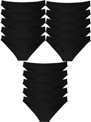 Zenvia 15 Adet Süper Eko Set Likralı Kadın Slip Külot Siyah