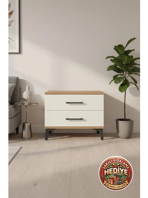Silva Komodin 2 Çekmeceli 60X30X48 Çam-Aytaşı | Modern ve Şık Tasarım