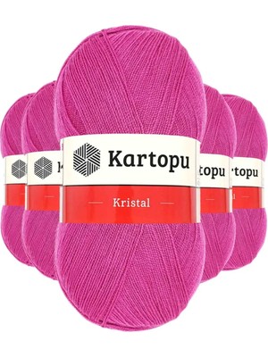 5 Adet Kristal Çift Katlı El Örgü Lif Ipi Fuşya K440 Kartopu Mudanis