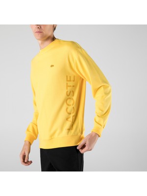 Lacoste Erkek Slim Fit Bisiklet Yaka Baskılı Sarı Sweatshirt