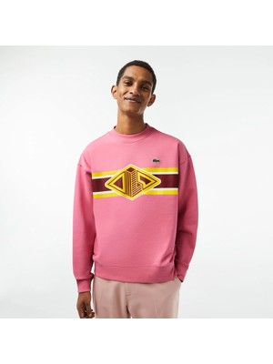 Lacoste Erkek Yuvarlak Yaka Bol Kesim Baskılı Sweatshirt