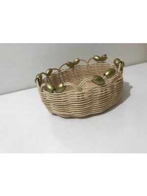 Kapsulavm Boncuklu  Rattan Küçük Sepet