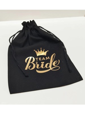 Belirtilmemiş Team Bride Altın Yaldızlı Baskılı Kese 13*18 Ebat 6'lı Paket