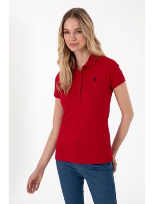 U.s. Polo Assn. Kadın Kısa Kollu Tişört Düz Desen M Beden Kırmızı Rahat Kesim