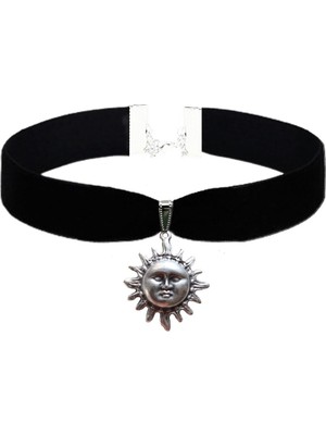 BijuStore Mat Gümüş Kaplama Güneş Choker