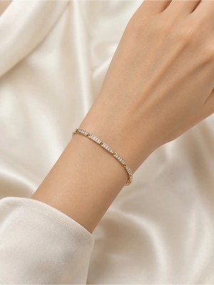 My Takı Store Çelik Vip 14K Gold Renkli Zirkon Taşlı Bileklik