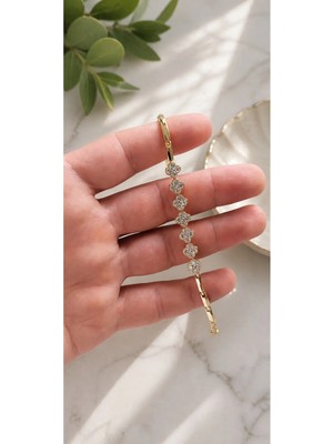 My Takı Store Çelik Vip 14K Gold Renkli Zirkon Taşlı Bileklik