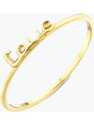 Goldium Jewellery Minimal Love Yazılı Yüzük
