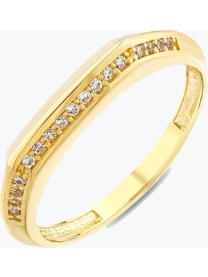 Goldium Jewellery Iki Taraflı Taşlı Taşsız Yüzük