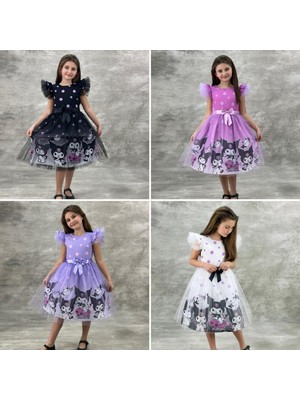 Sy Store Kuromi Desenli Pembe Tüllü Elbise